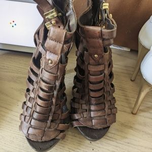 BCBG leather cage heel